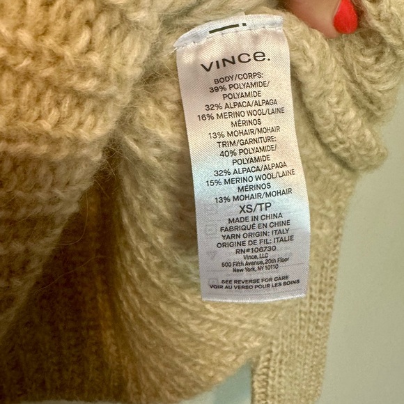 VINCE Marled Shaker Stitch Raglan Sleeve Pullover Fisherman Sweater - Picture 8 of 9